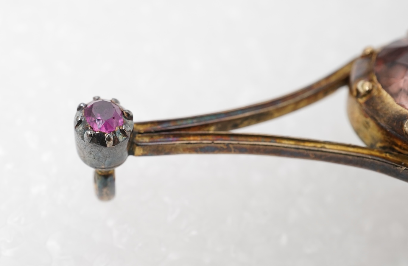 A Georgian topaz and ruby 'Halley's Comet' brooch, early 19th century